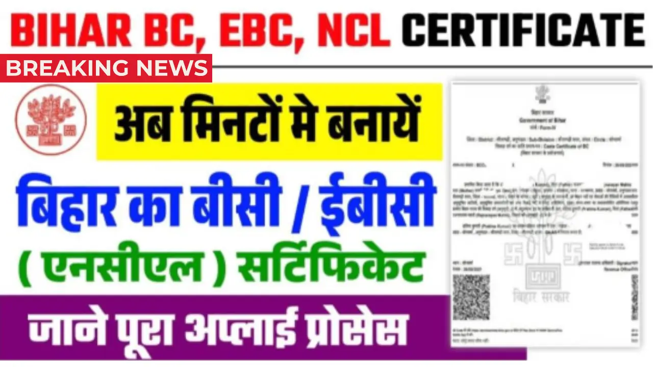 Bihar BC EBC NCL Certificate Overview 2025