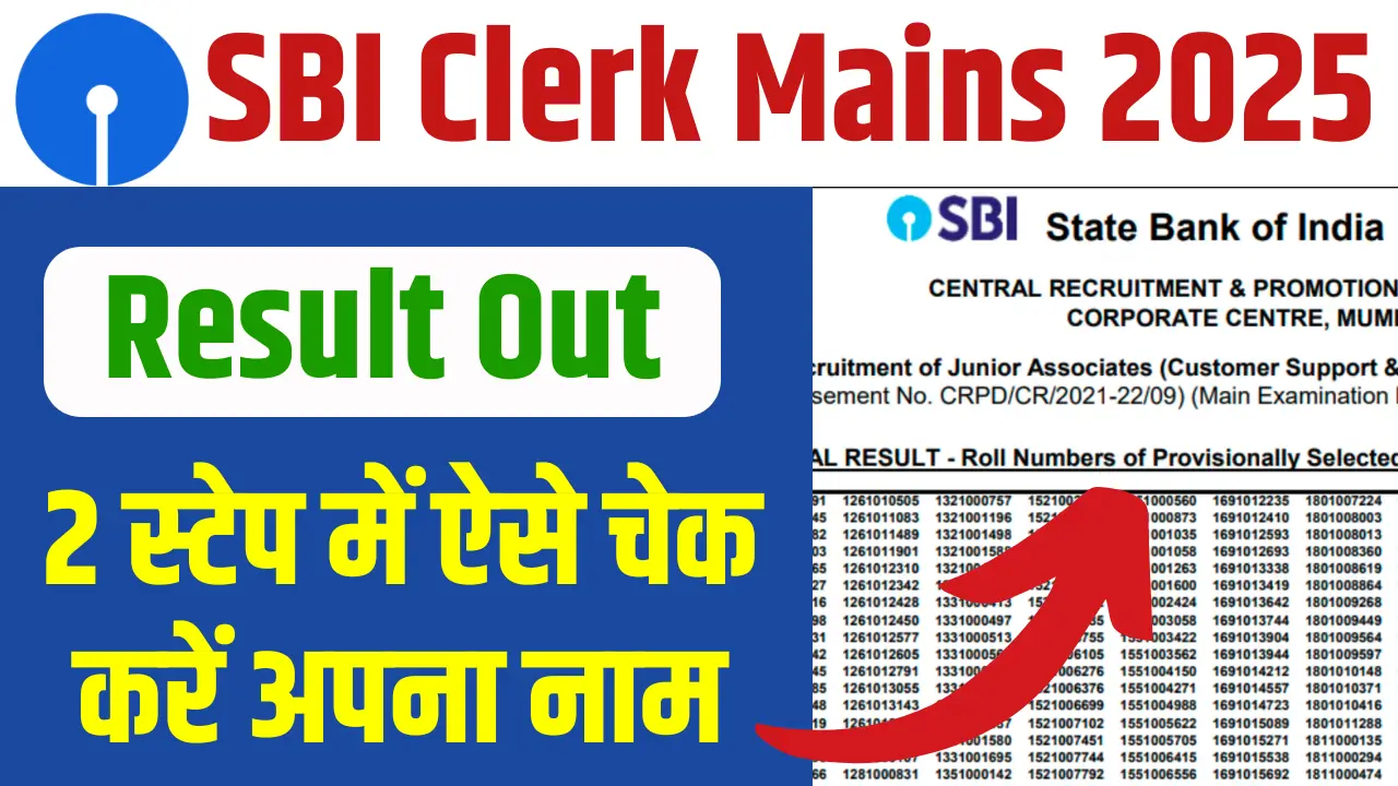 SBI Clerk Mains Result 2025