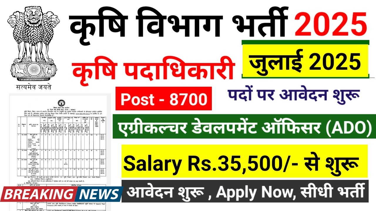 Krishi Vibhag Bharti 2025 Notification